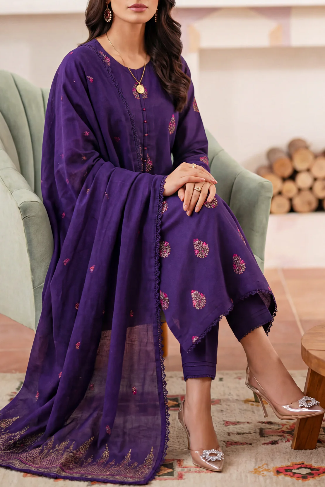 Unstitched Jacquard Cotton 3 Piece