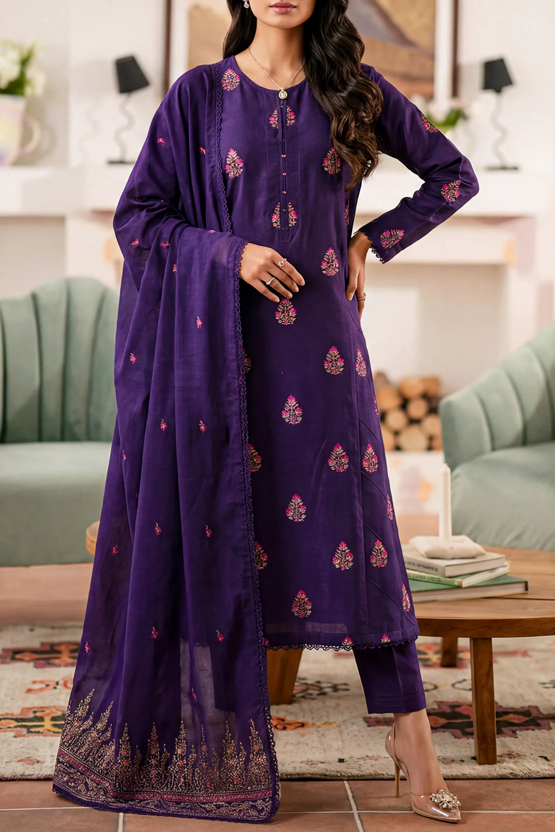 Unstitched Jacquard Cotton 3 Piece - Image 2