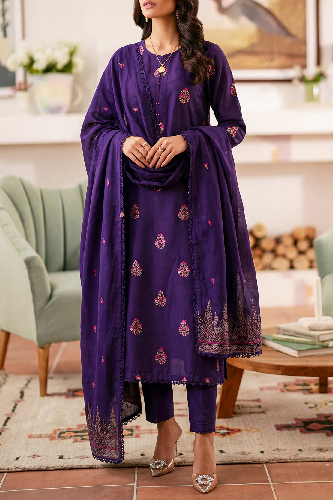 Unstitched Jacquard Cotton 3 Piece - Image 3