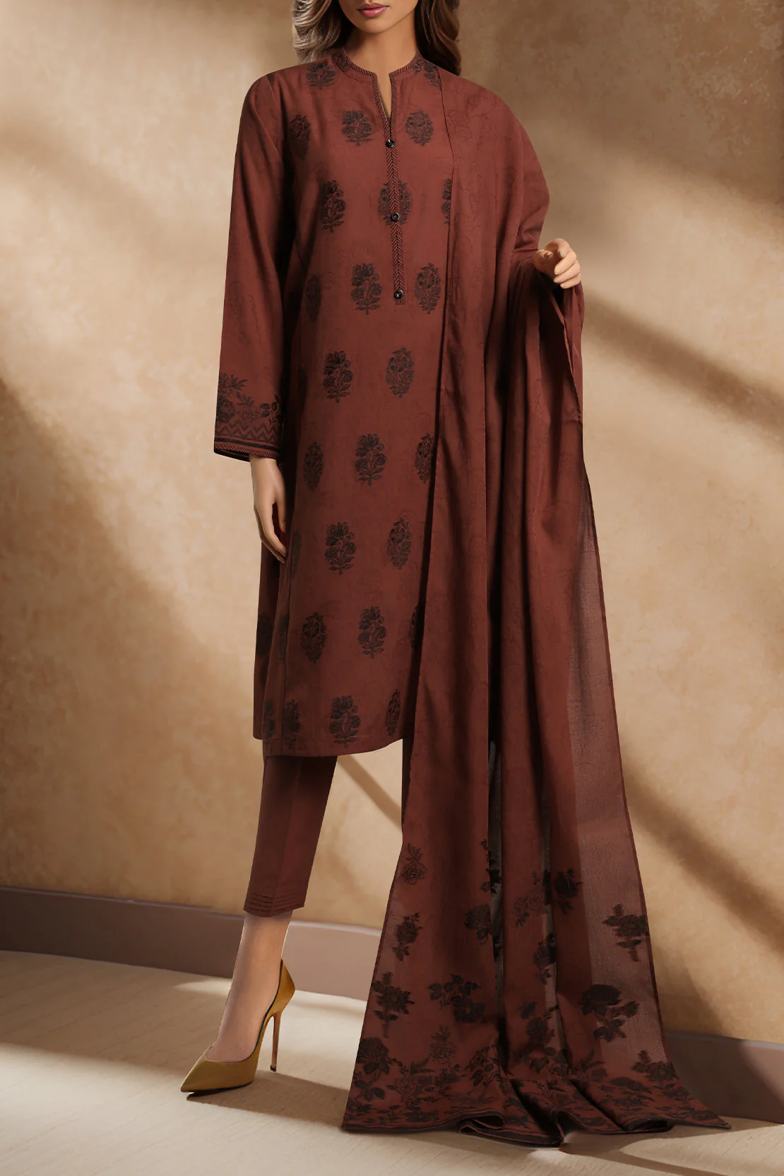 Unstitched Jacquard Cotton 3 Piece