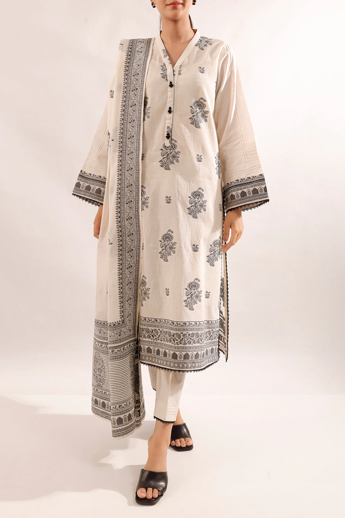 Unstitched Jacquard Cotton 3 Piece