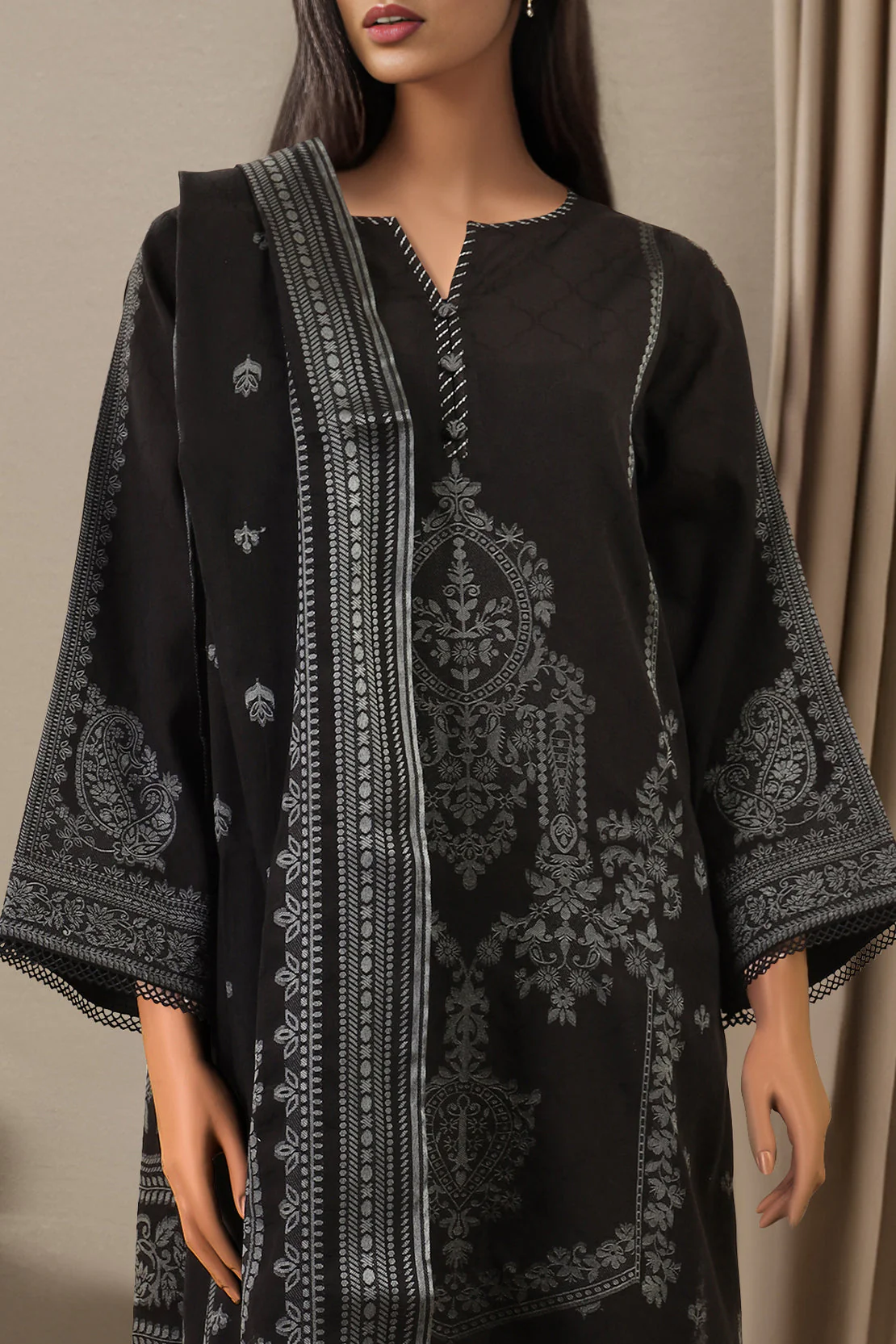 Unstitched Jacquard Cotton 3 Piece