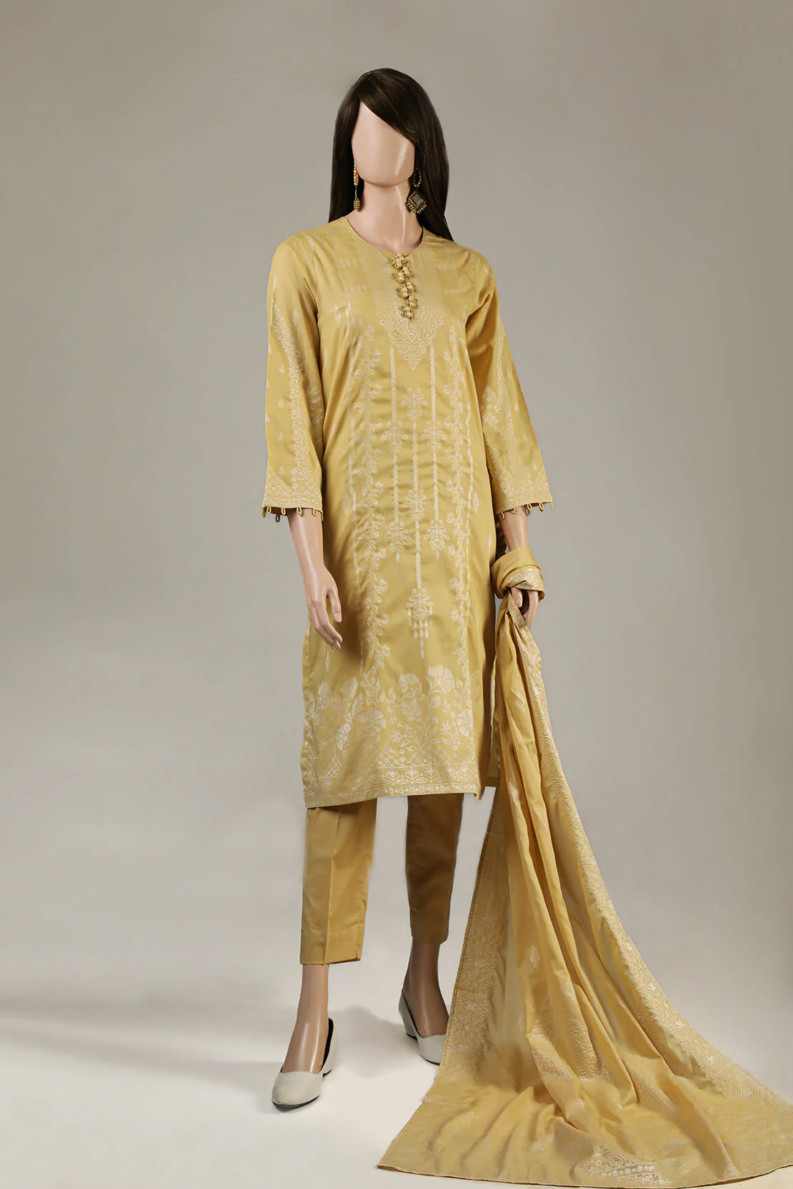 Unstitched Jacquard Cotton 3 Piece