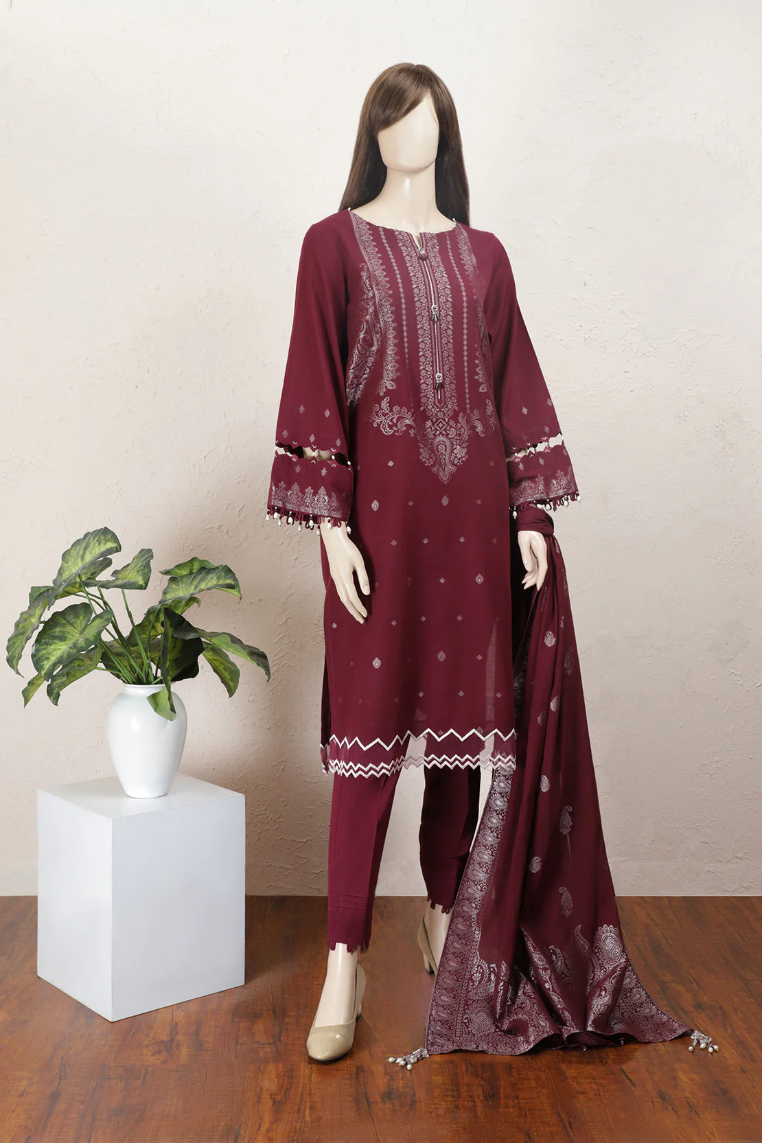 Unstitched Jacquard Cotton 3 Piece
