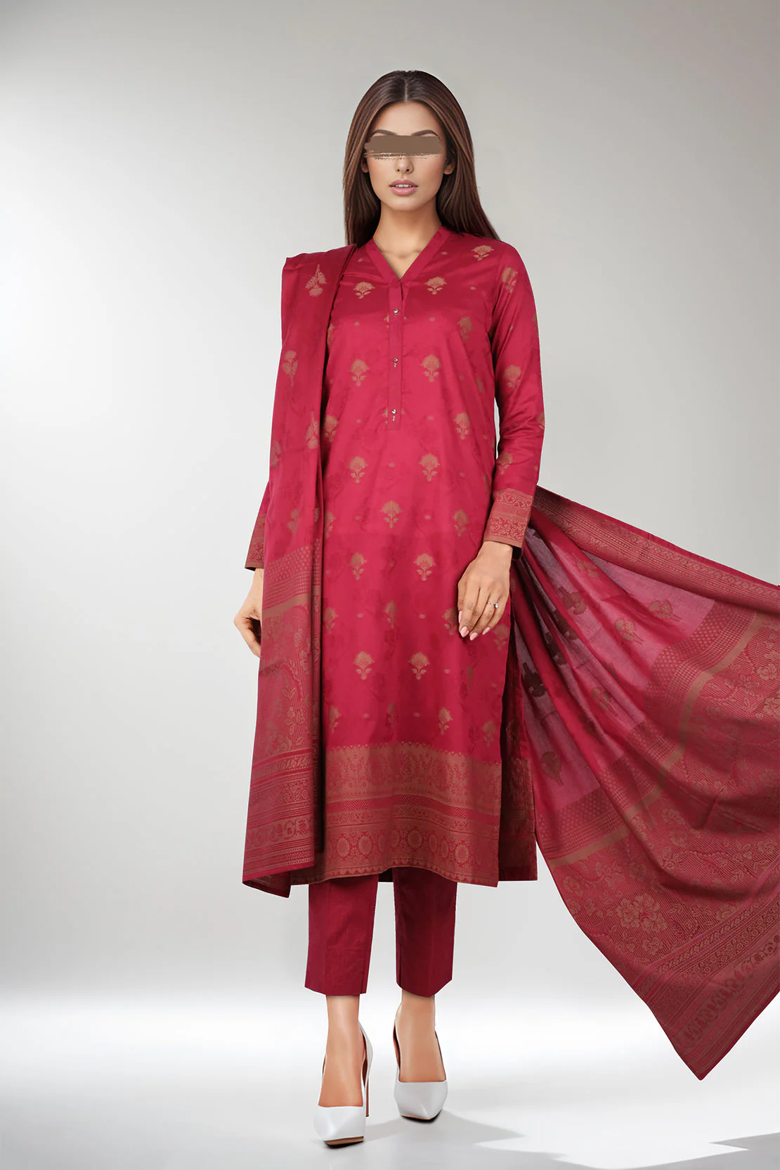 Unstitched Jacquard Cotton 3 Piece