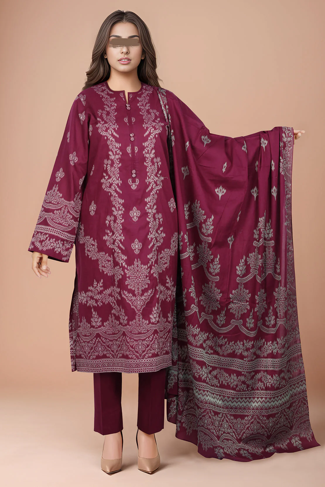 Unstitched Jacquard Cotton 3 Piece (Special Price)