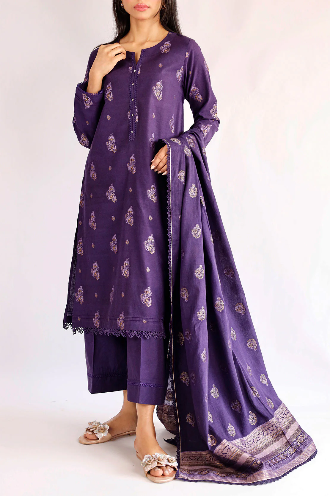 Unstitched Jacquard Cotton 3 Piece