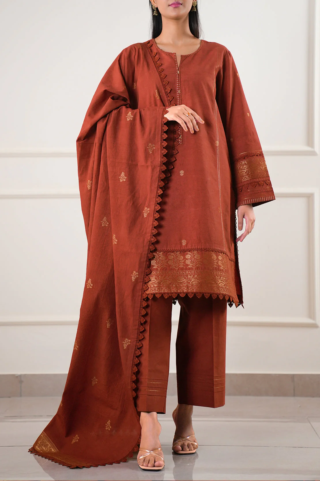 Unstitched Jacquard Cotton 3 Piece