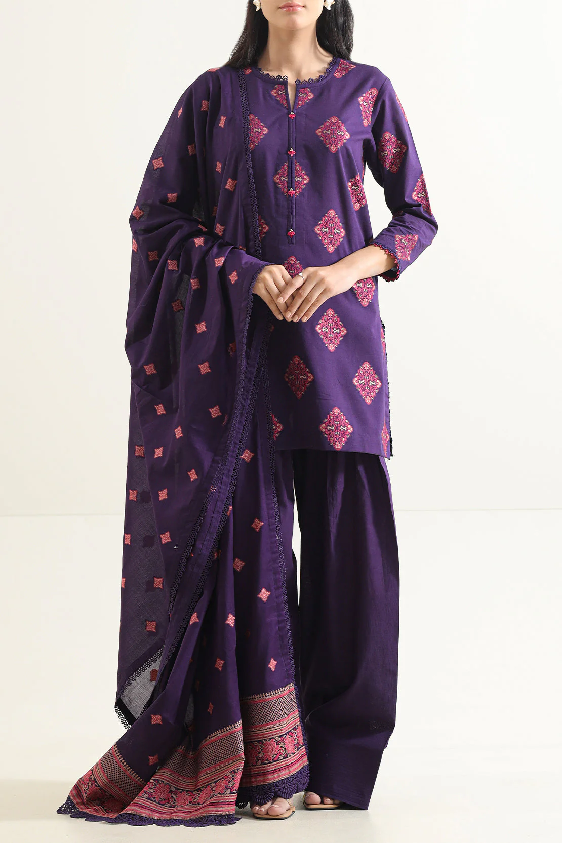 Unstitched Jacquard Cotton 3 Piece
