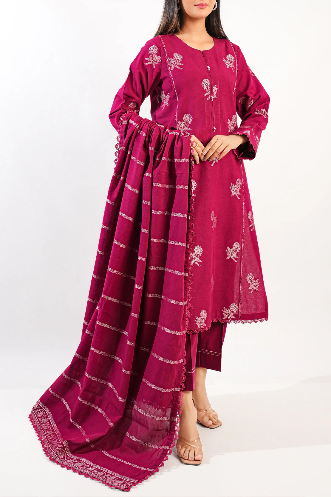 Unstitched Jacquard Cotton 3 Piece