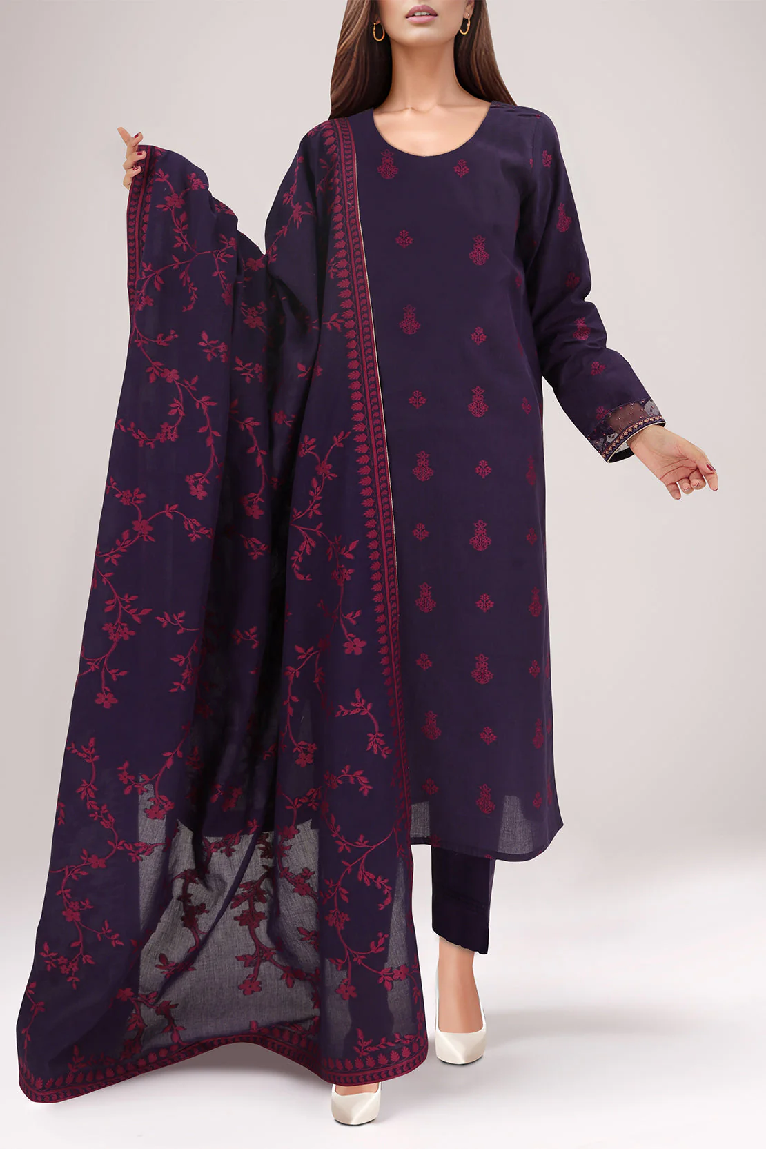 Unstitched Jacquard Cotton 3 Piece