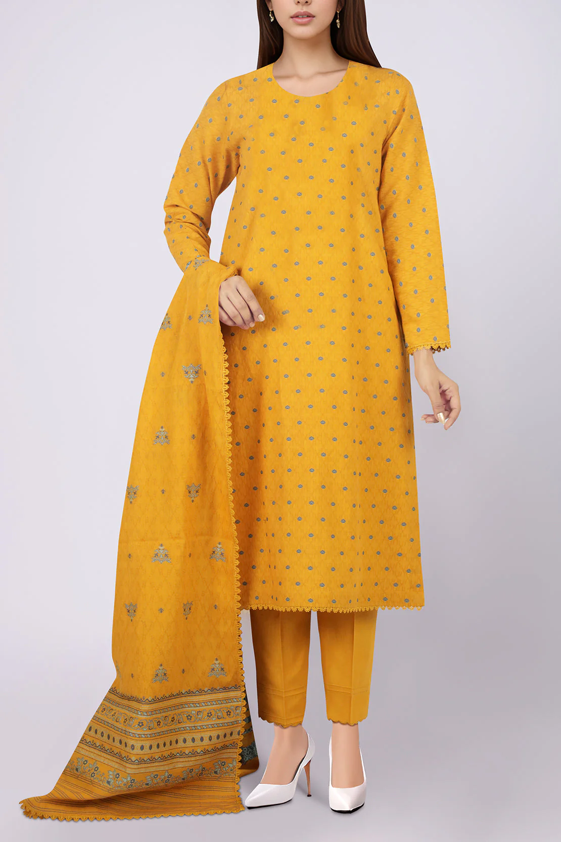 Unstitched Jacquard Cotton 3 Piece