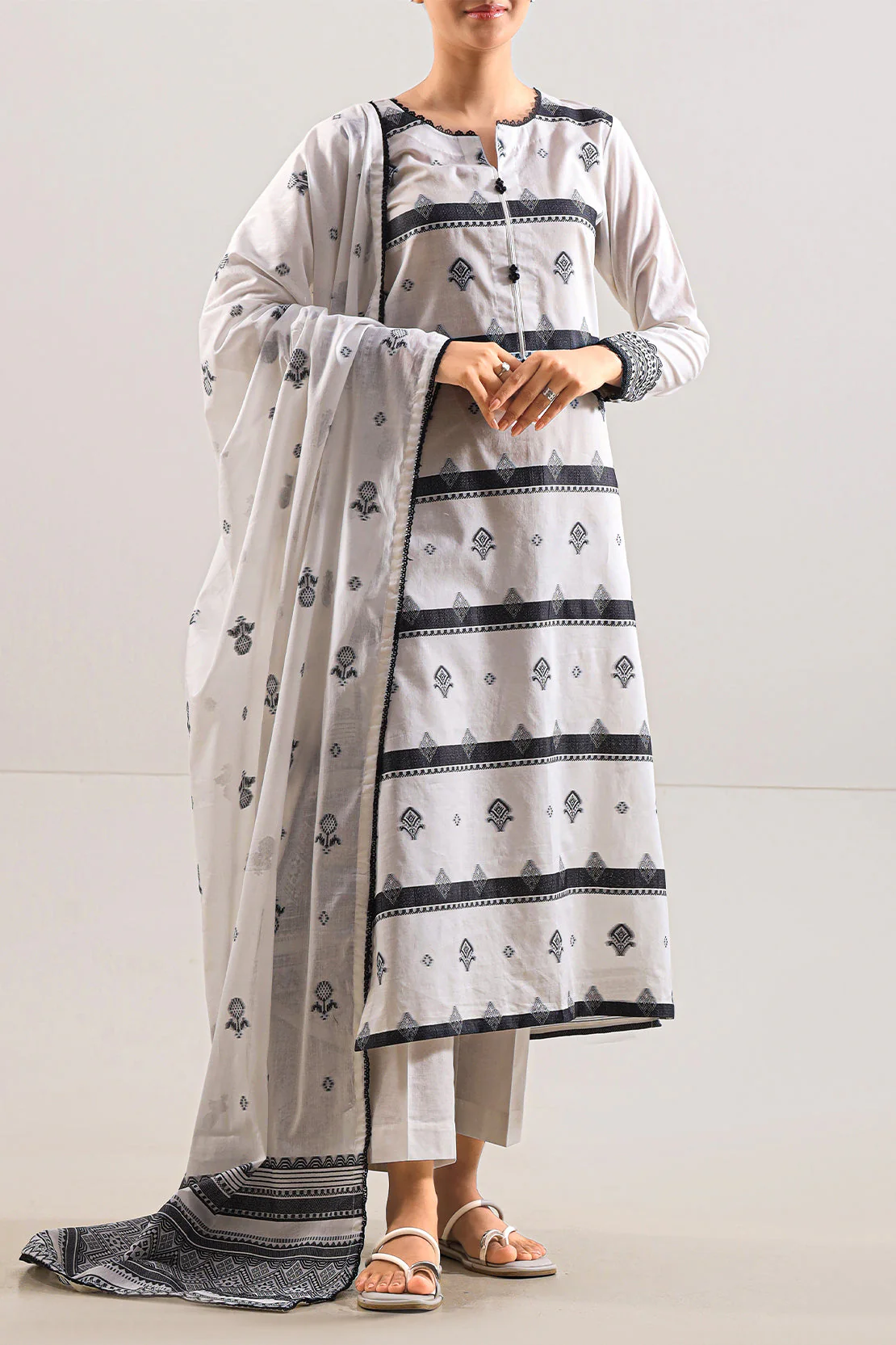 Unstitched Jacquard Cotton 3 Piece