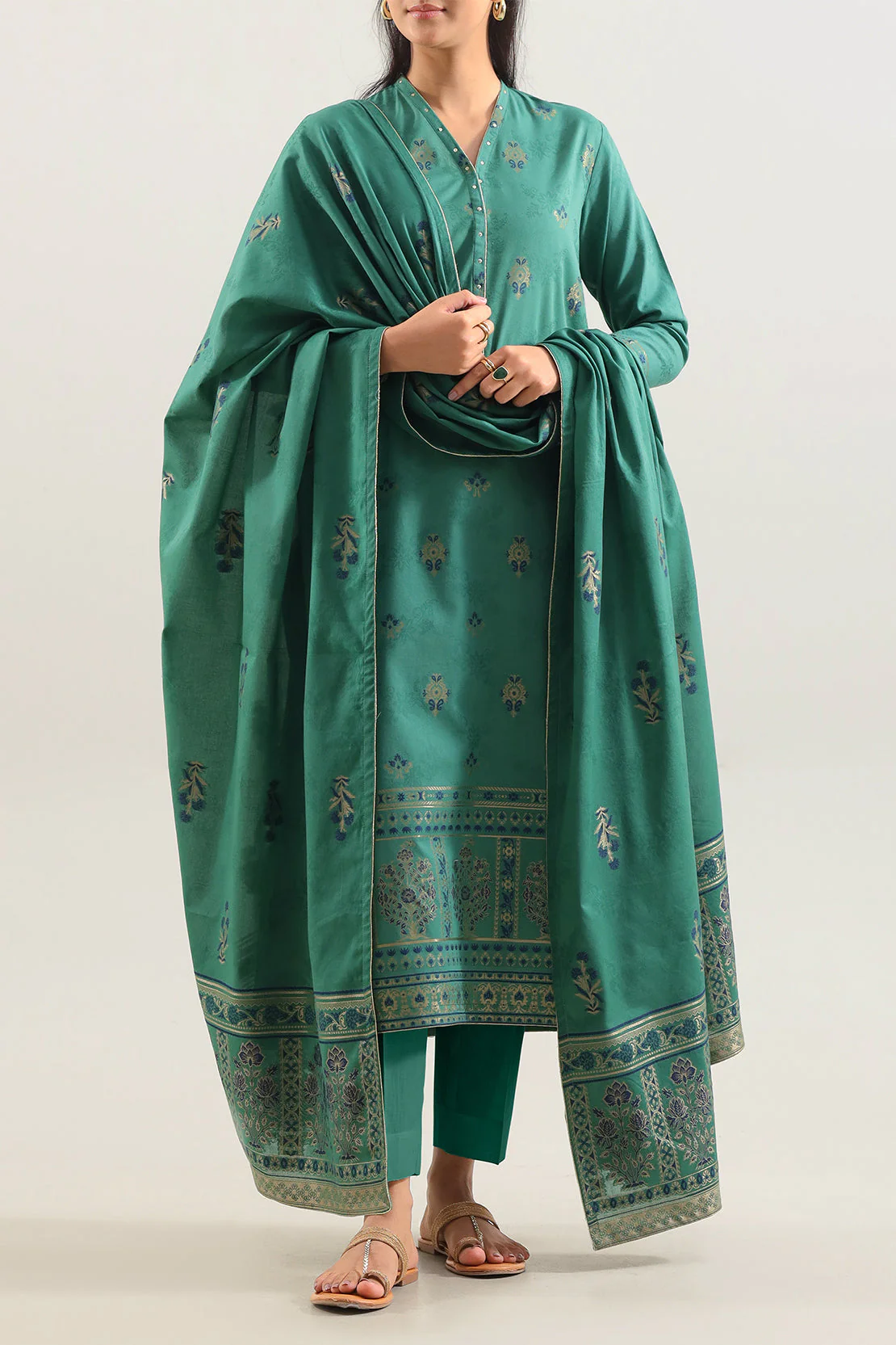 Unstitched Jacquard Cotton 3 Piece
