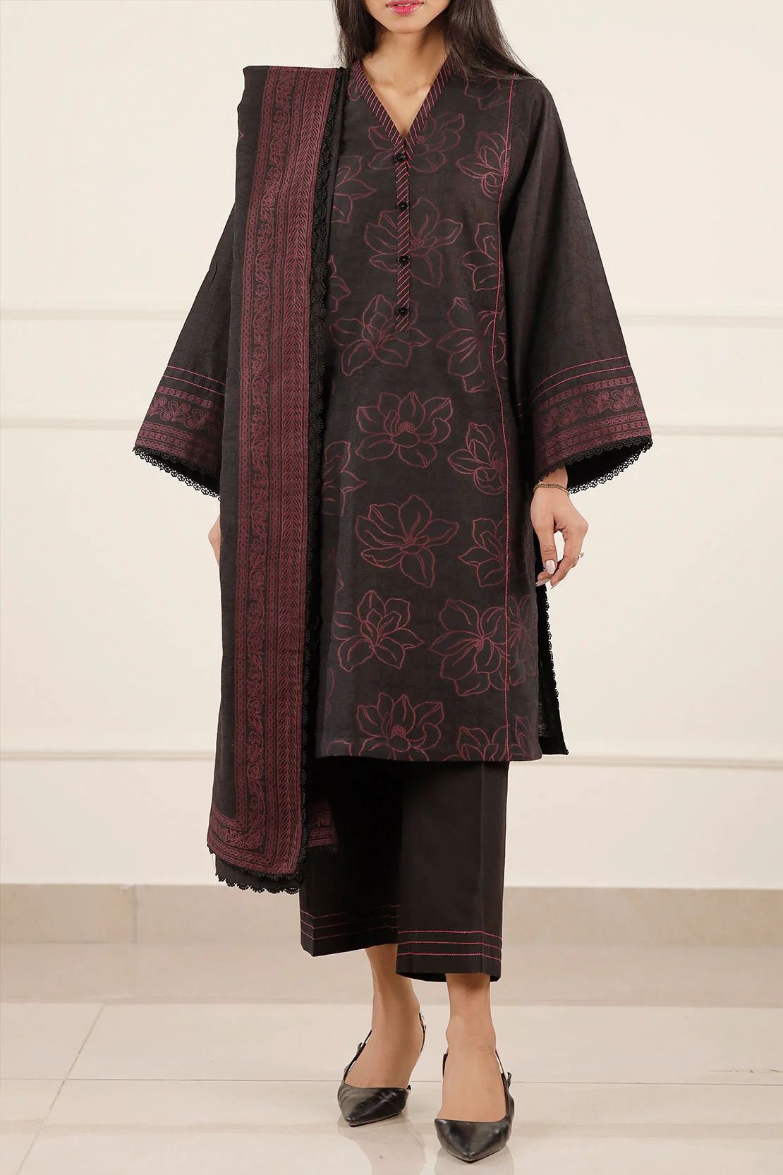 Unstitched Jacquard Cotton 3 Piece