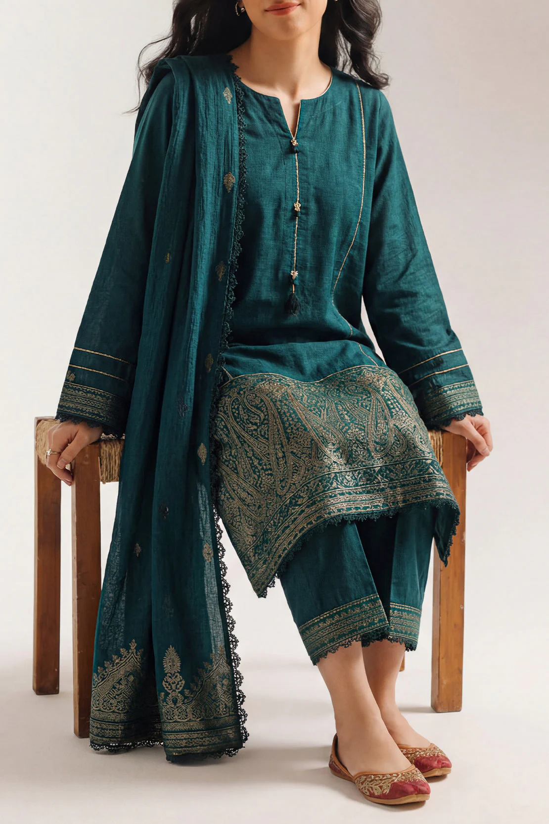 Unstitched Jacquard Cotton 3 Piece
