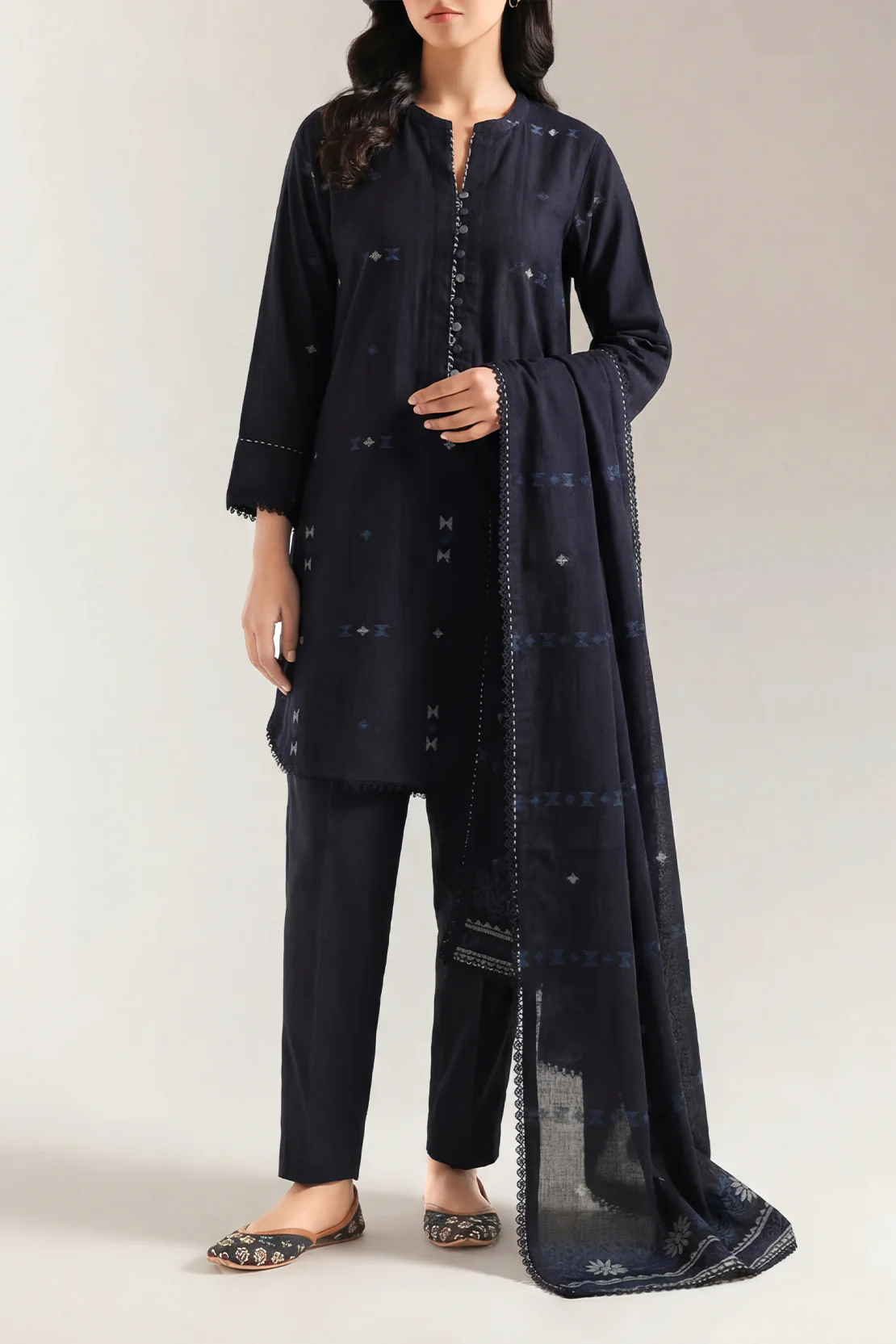 Unstitched Jacquard Cotton 3 Piece