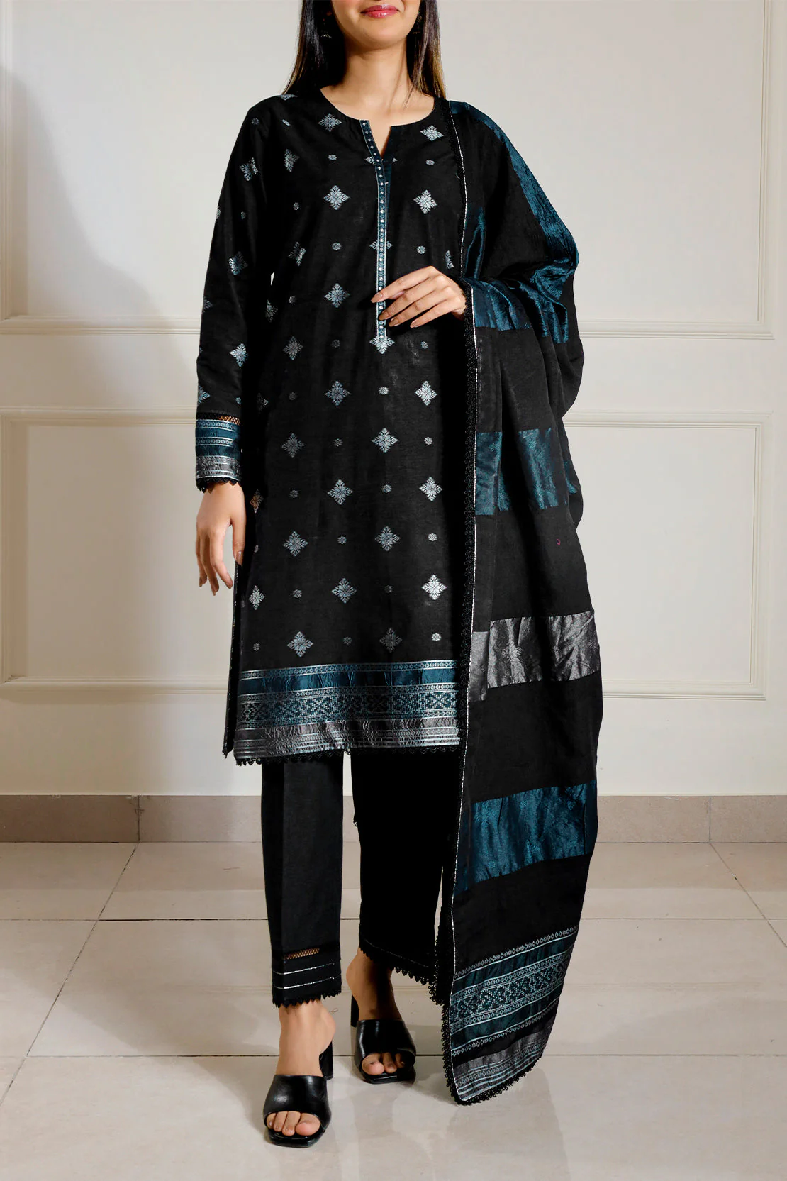 Unstitched Jacquard Cotton 3 Piece