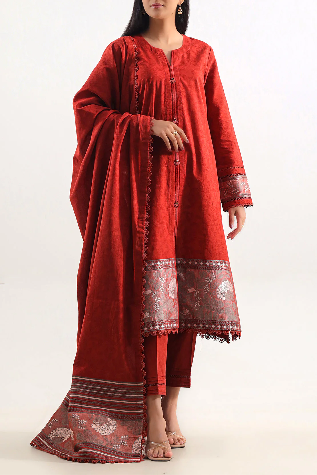 Unstitched Jacquard Cotton 3 Piece