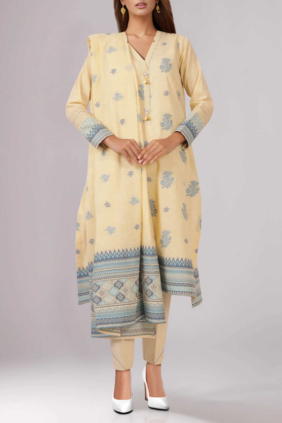 Unstitched Jacquard Cotton 3 Piece