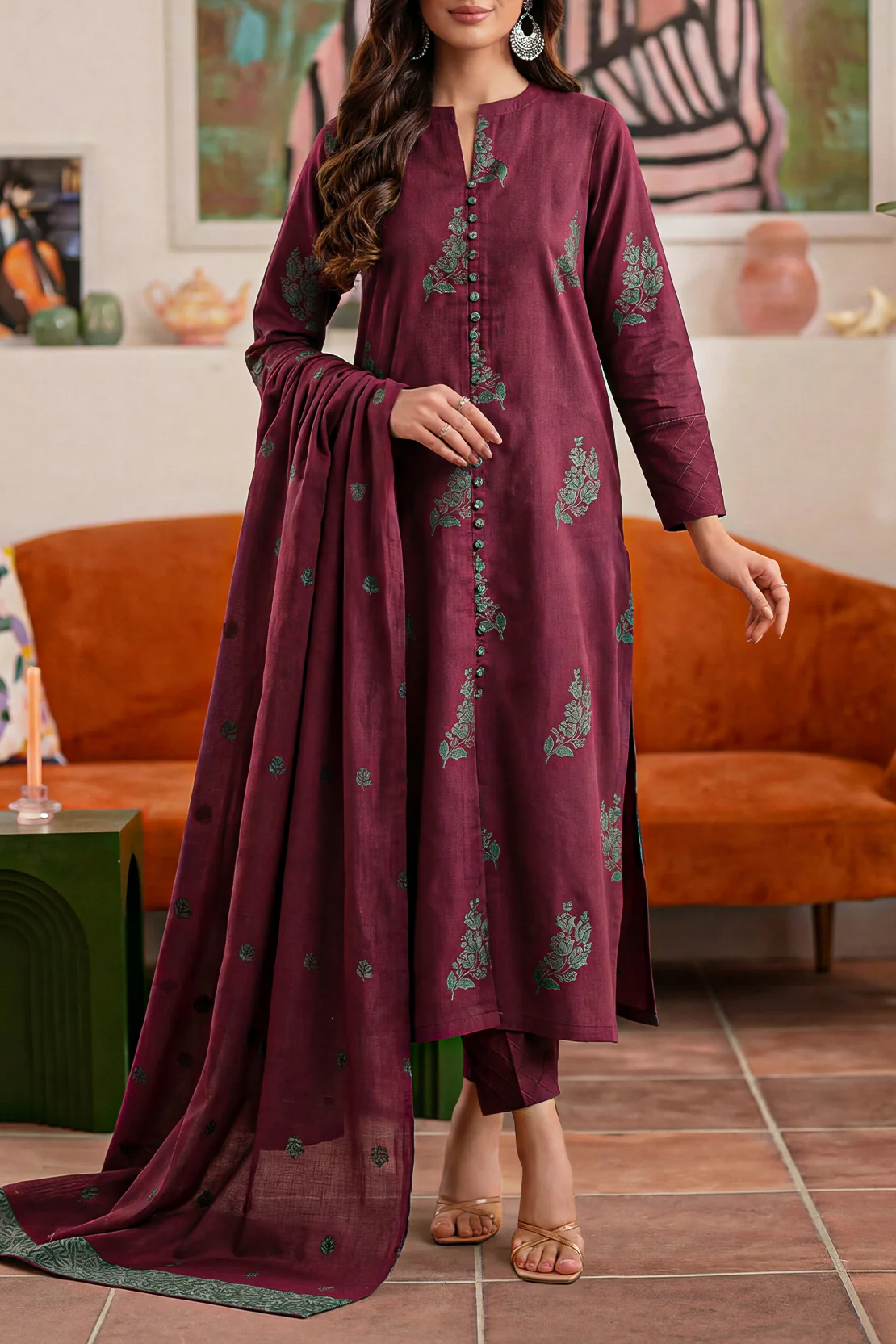Unstitched Jacquard Cotton 3 Piece