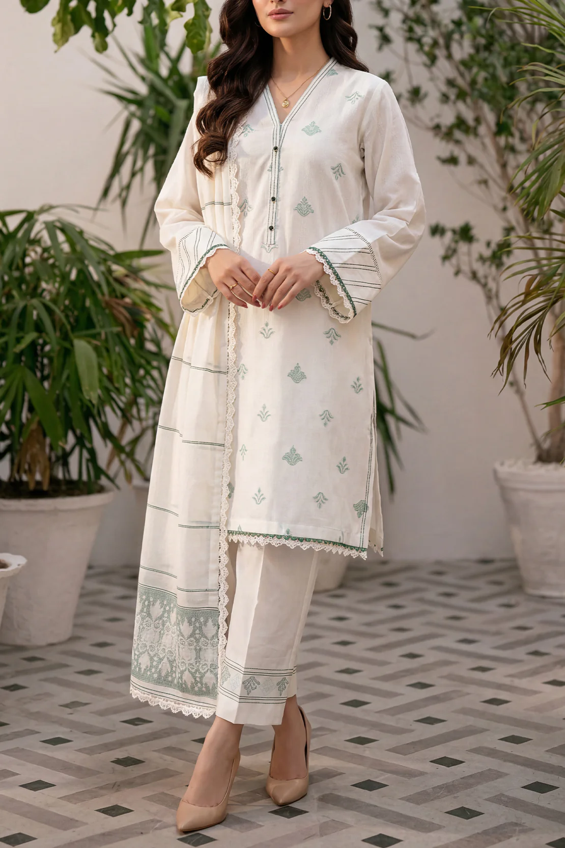 Unstitched Jacquard Cotton 3 Piece