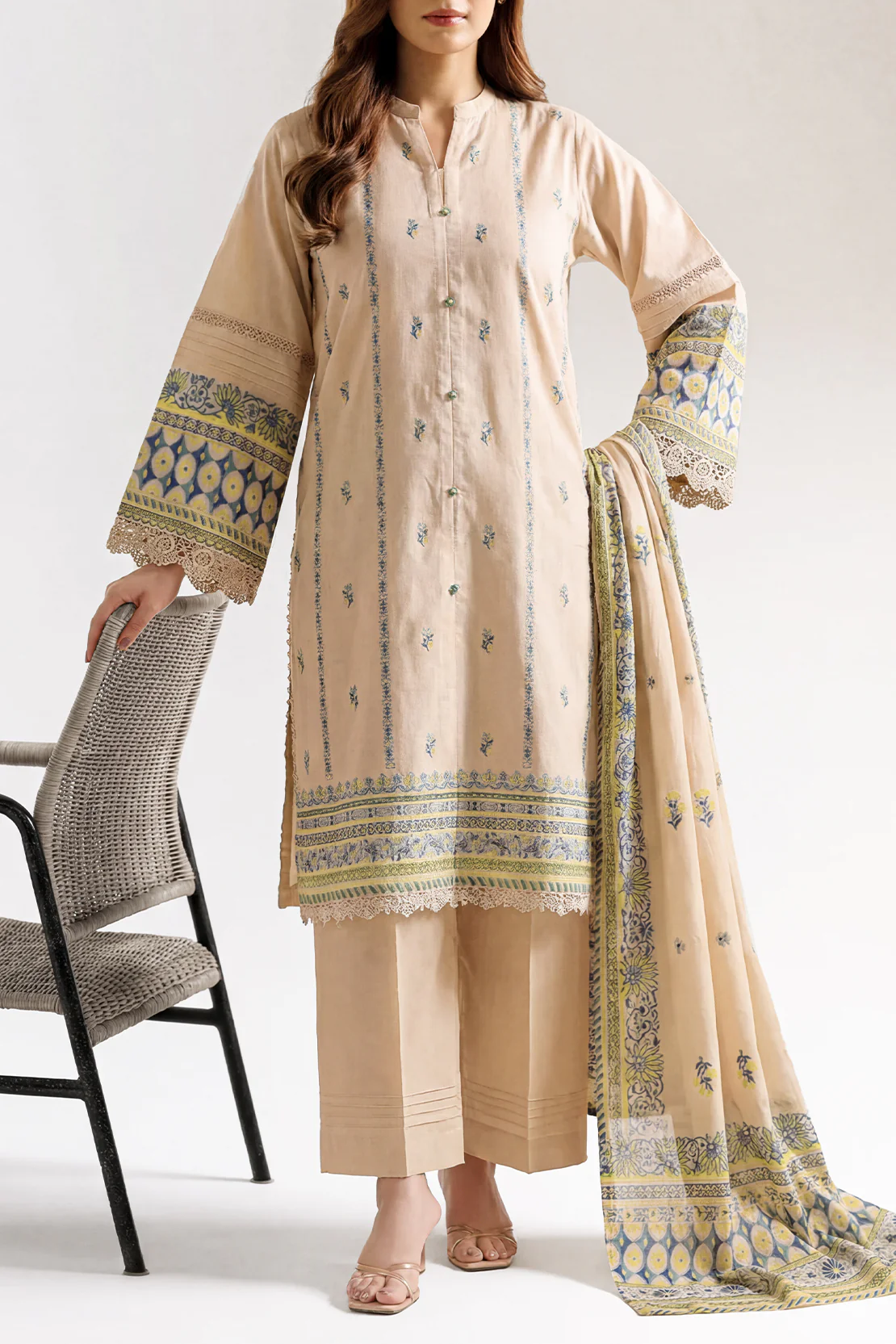 Unstitched Jacquard Cotton 3 Piece