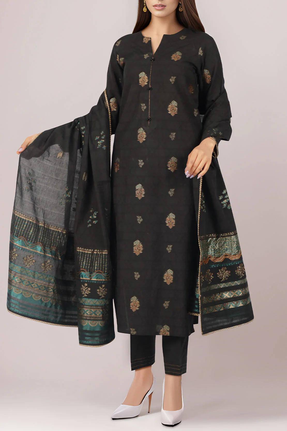 Unstitched Jacquard Cotton 3 Piece