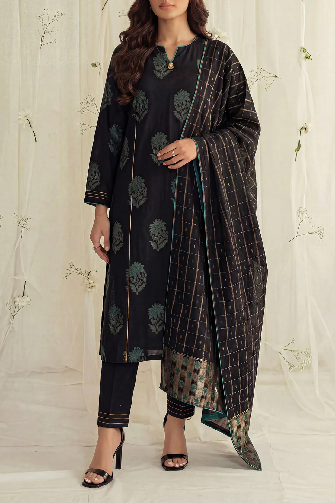Unstitched Jacquard Cotton 3 Piece