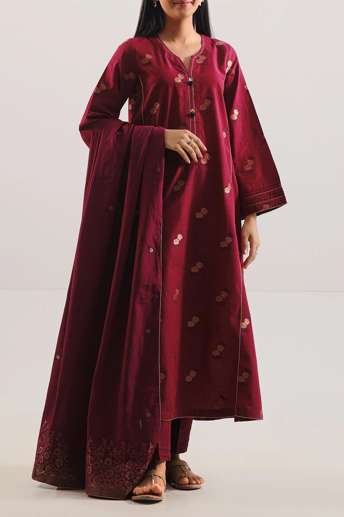Unstitched Jacquard Cotton 3 Piece