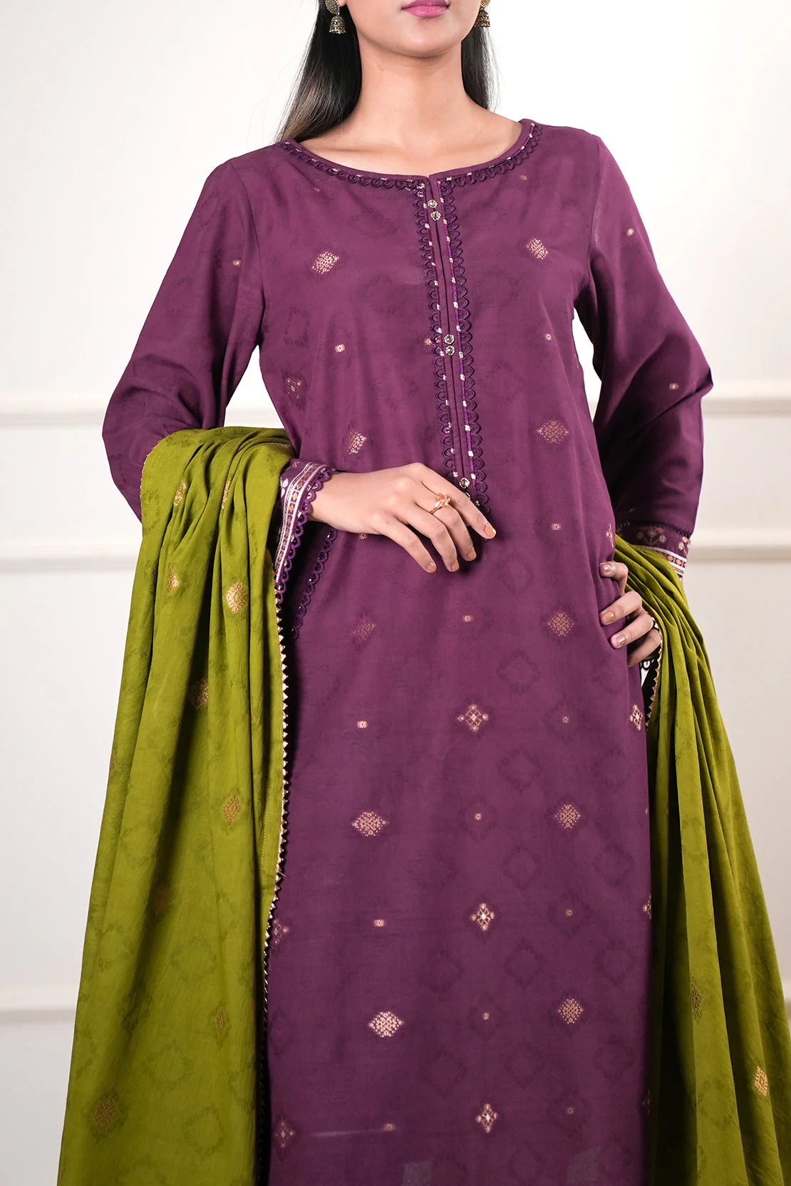 Unstitched Jacquard Cotton 3 Piece - Image 2