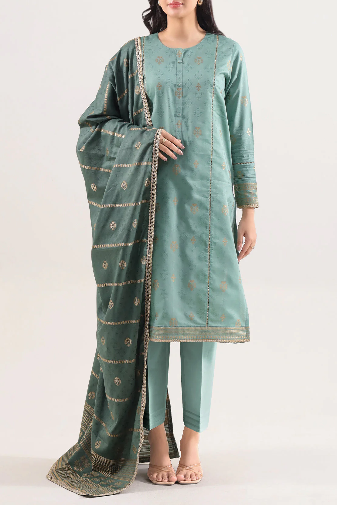 Unstitched Jacquard Cotton 3 Piece