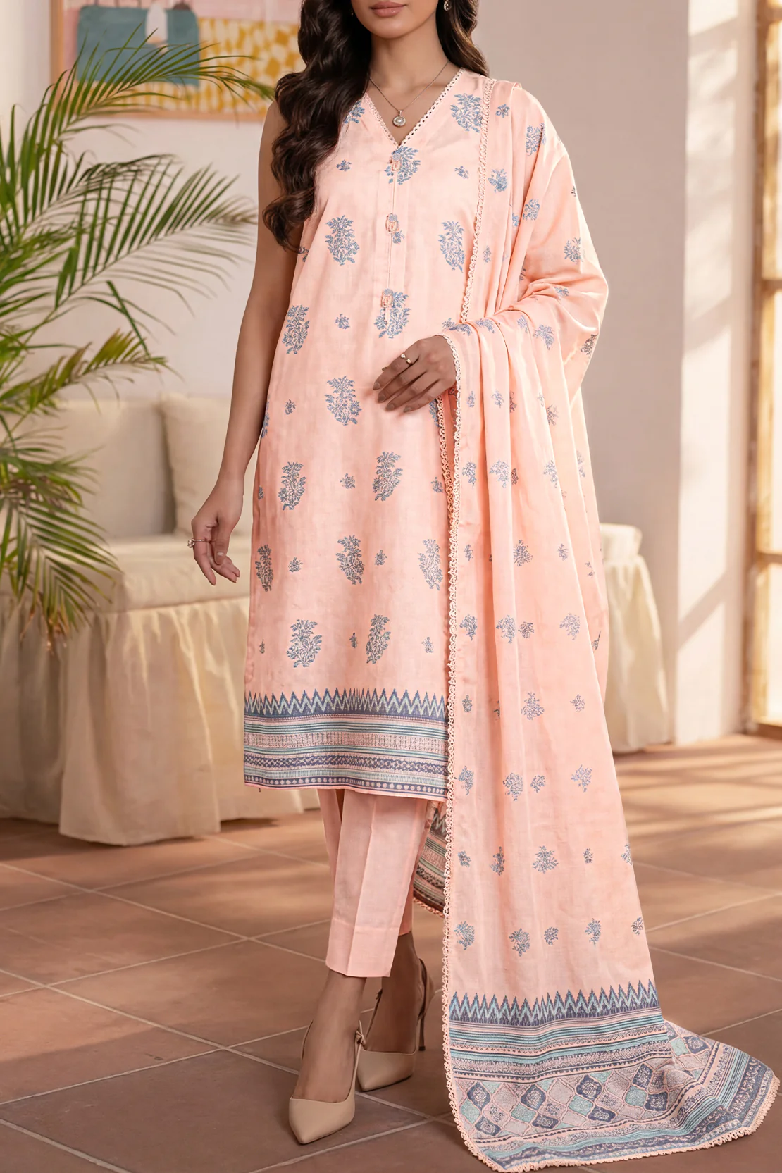 Unstitched Jacquard Cotton 3 Piece