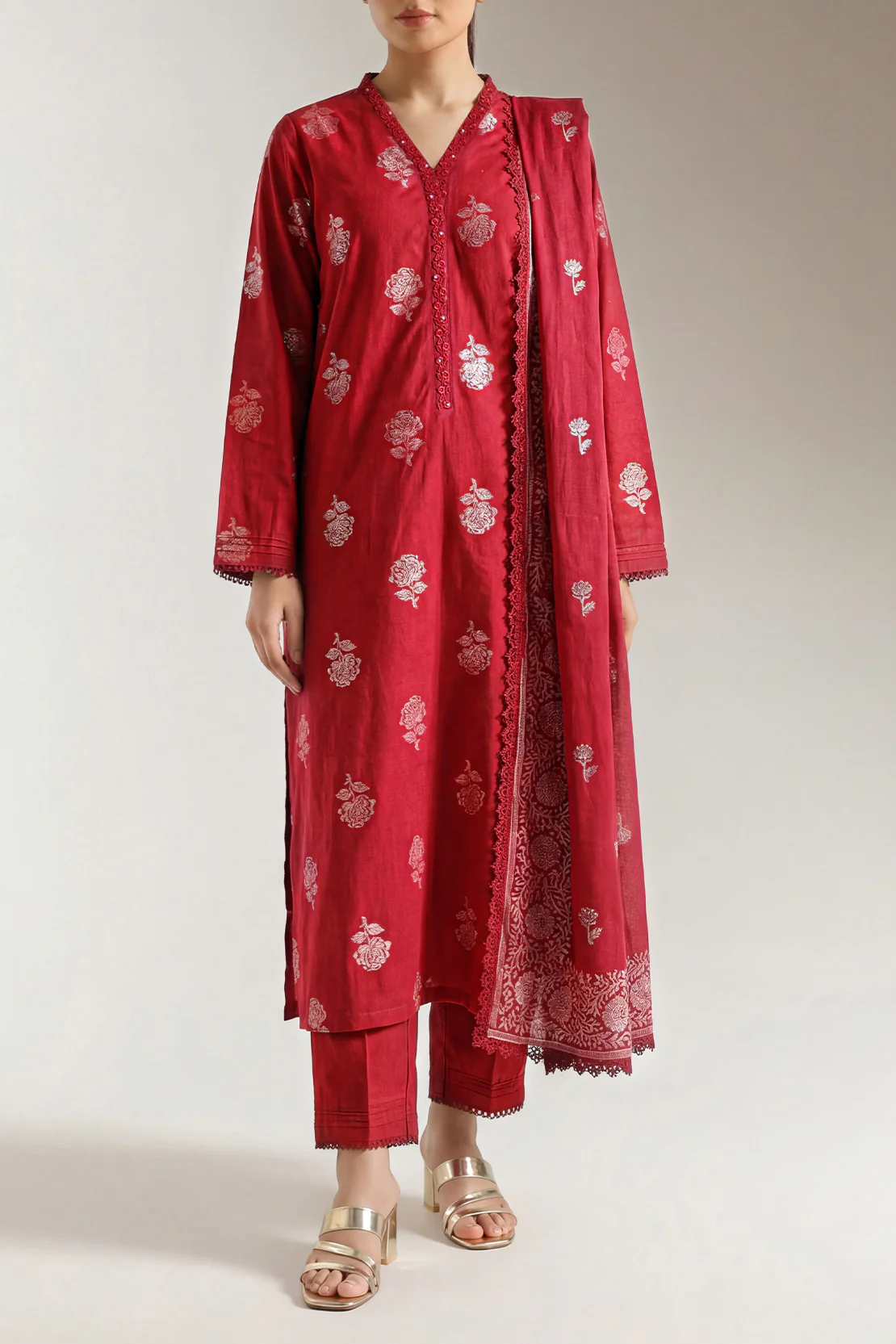 Unstitched Jacquard Cotton 3 Piece