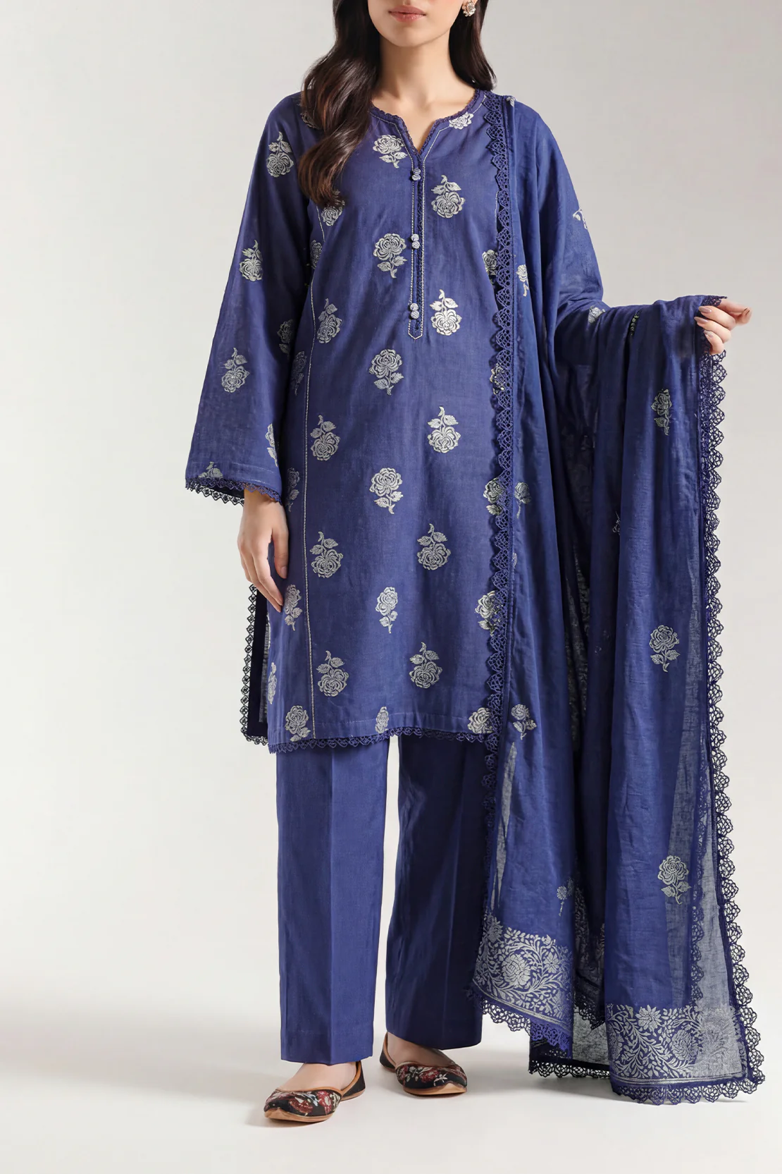 Unstitched Jacquard Cotton 3 Piece
