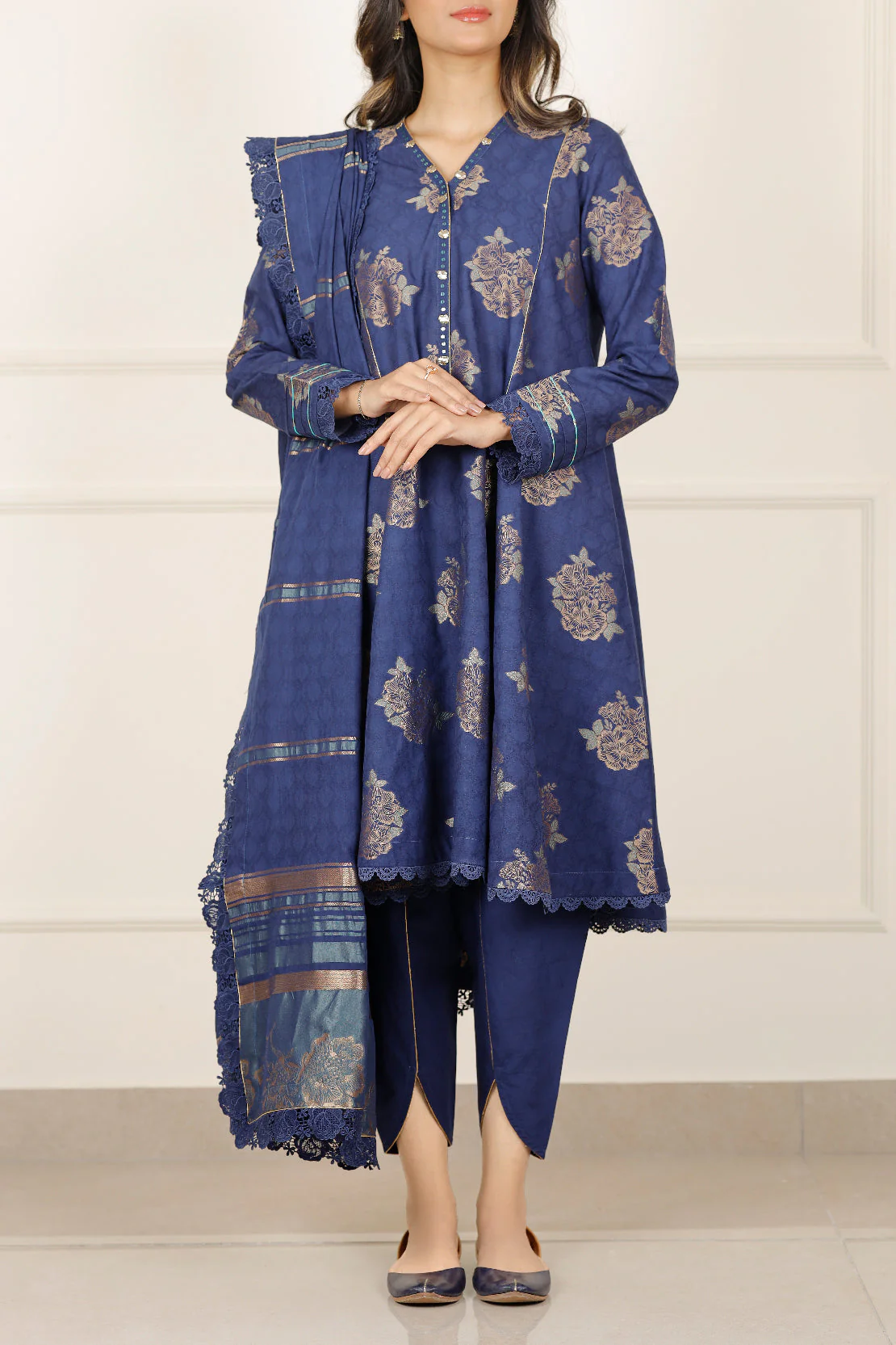 Unstitched Jacquard Cotton 3 Piece