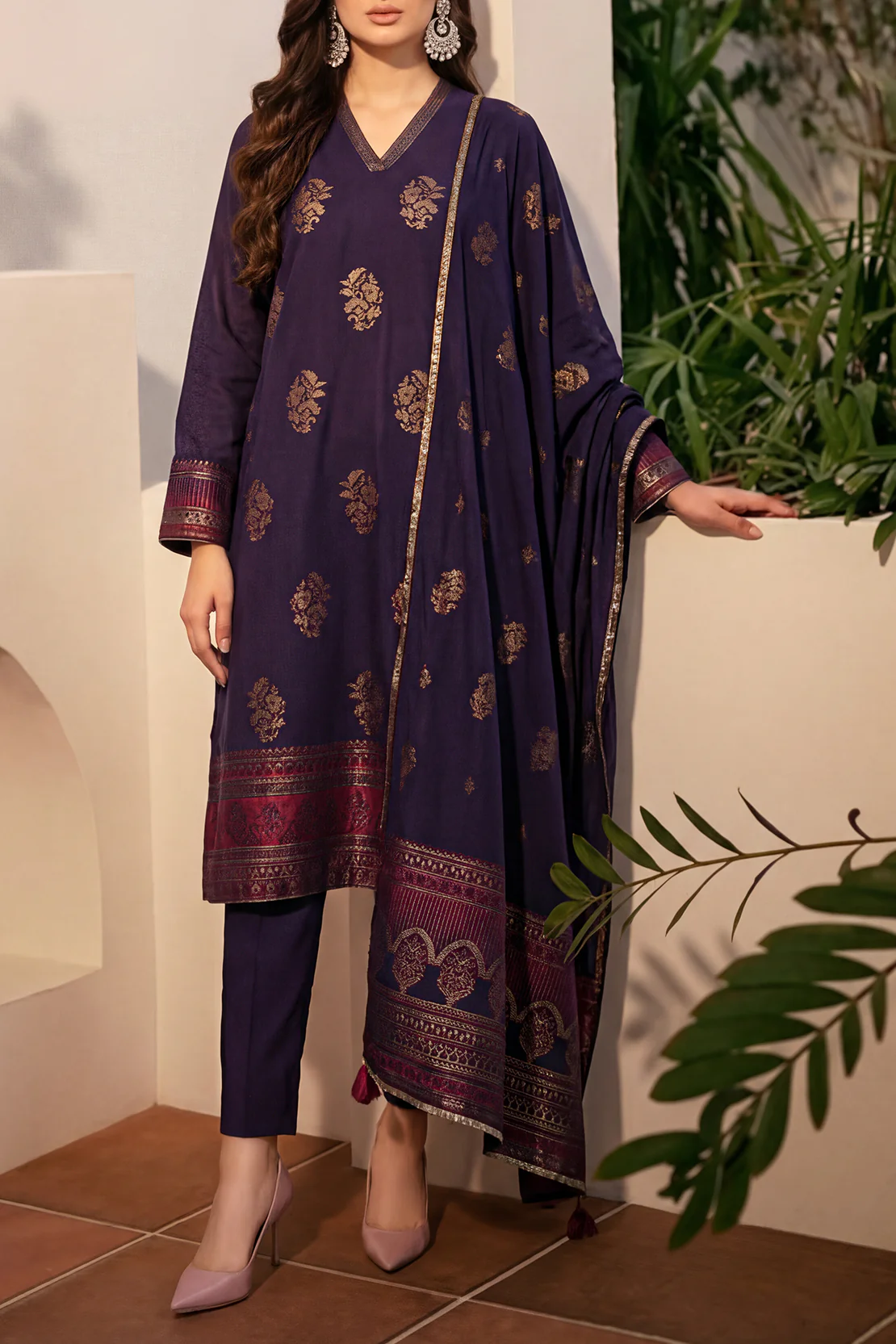 Unstitched Jacquard Cotton 3 Piece