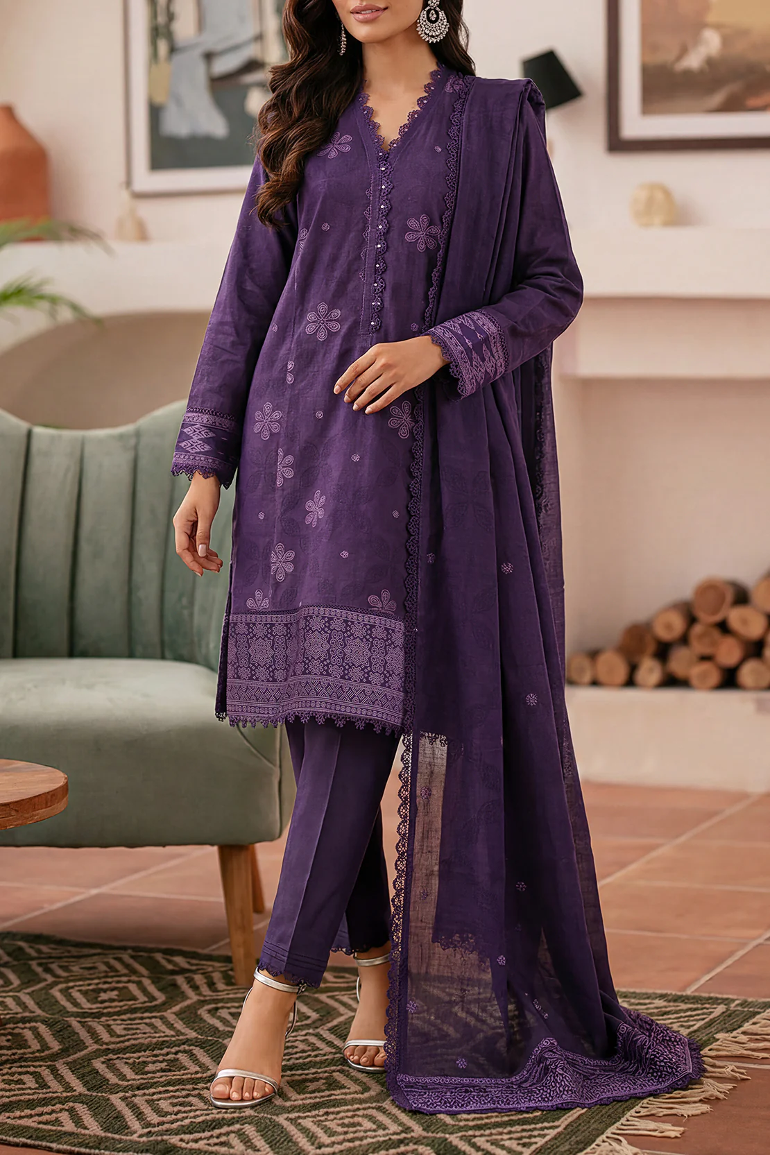 Unstitched Jacquard Cotton 3 Piece