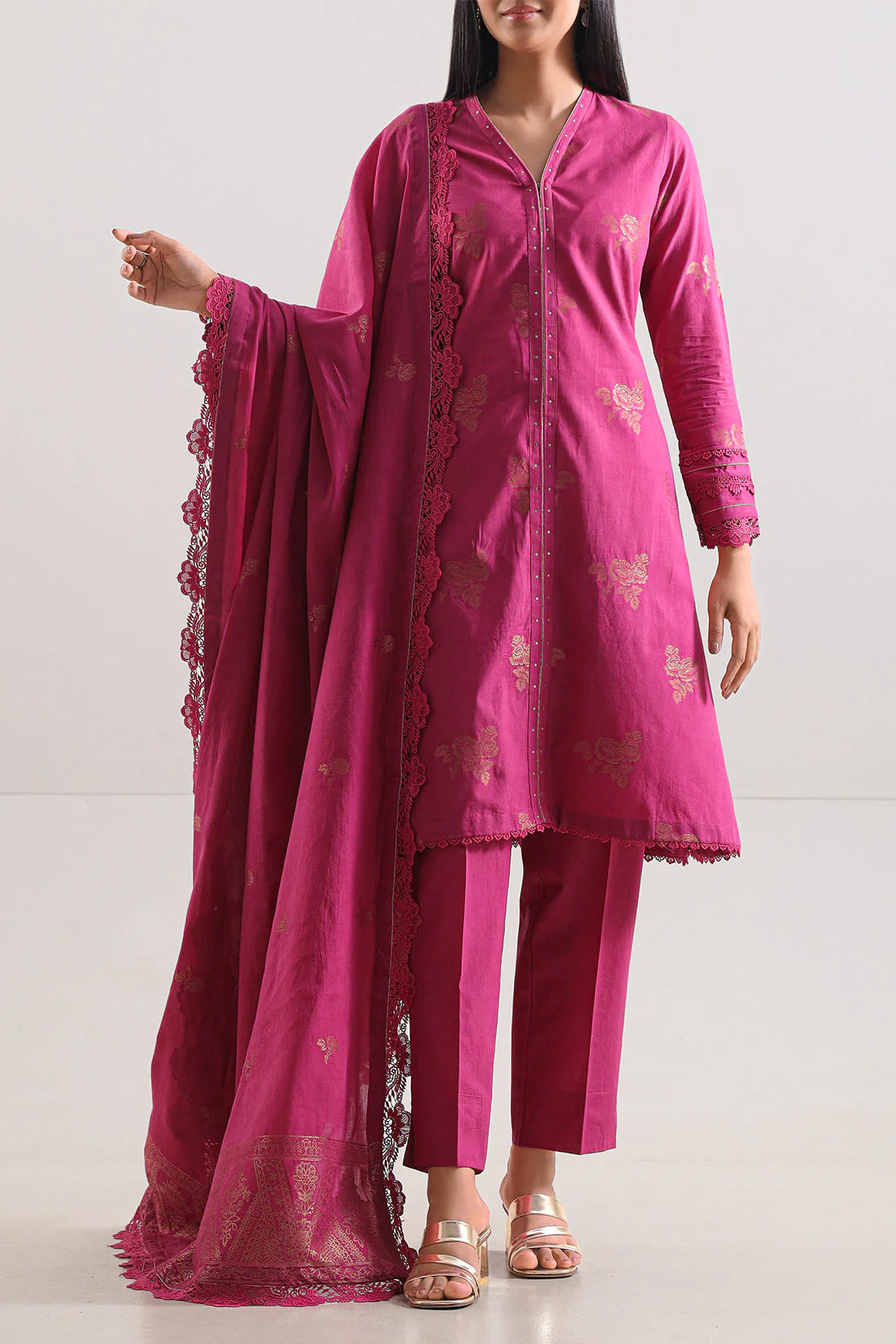 Unstitched Jacquard Cotton 3 Piece
