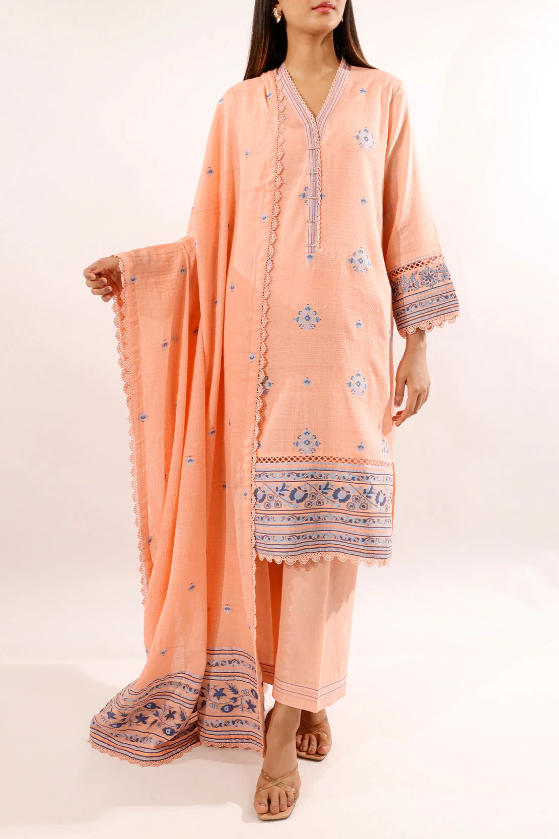 Unstitched Jacquard Cotton 3 Piece