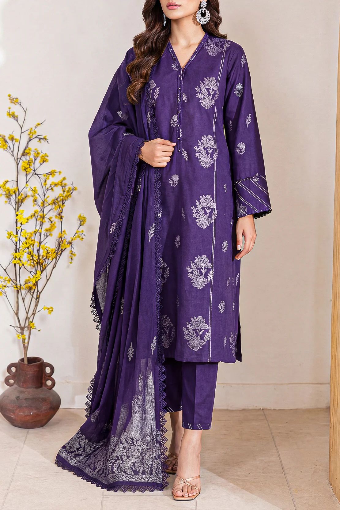 Unstitched Jacquard Cotton 3 Piece
