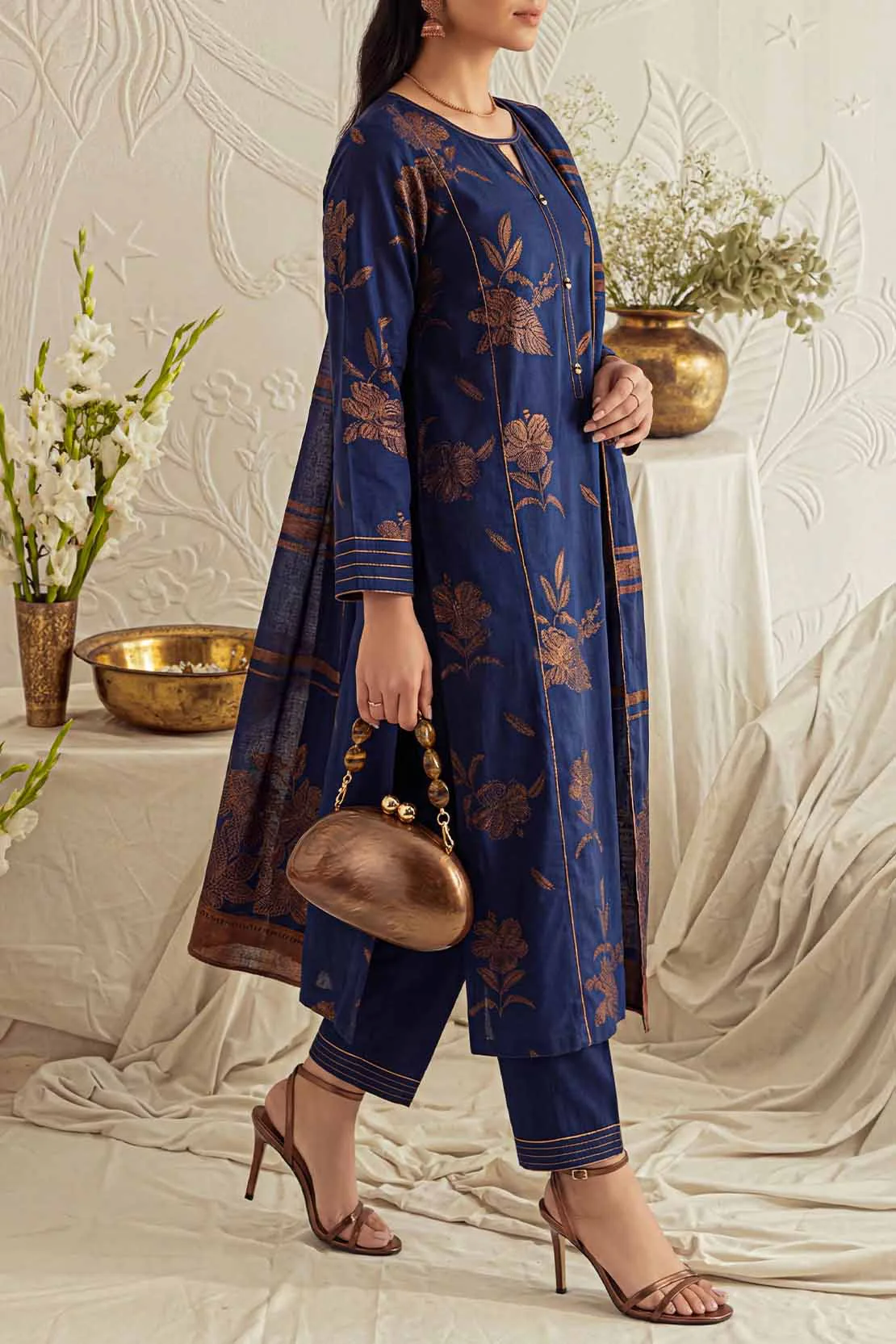 Unstitched Jacquard Cotton 3 Piece