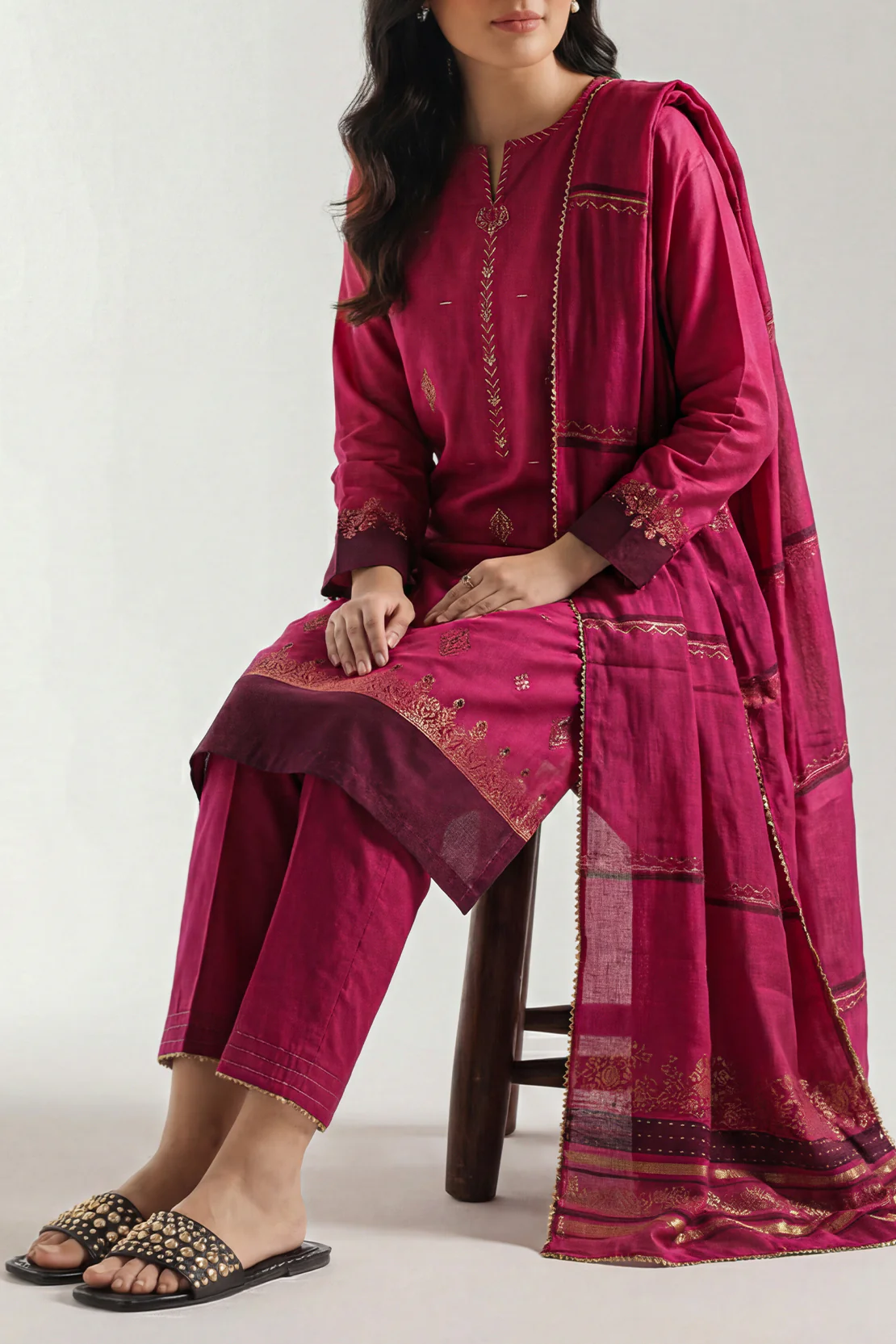 Unstitched Jacquard Cotton 3 Piece