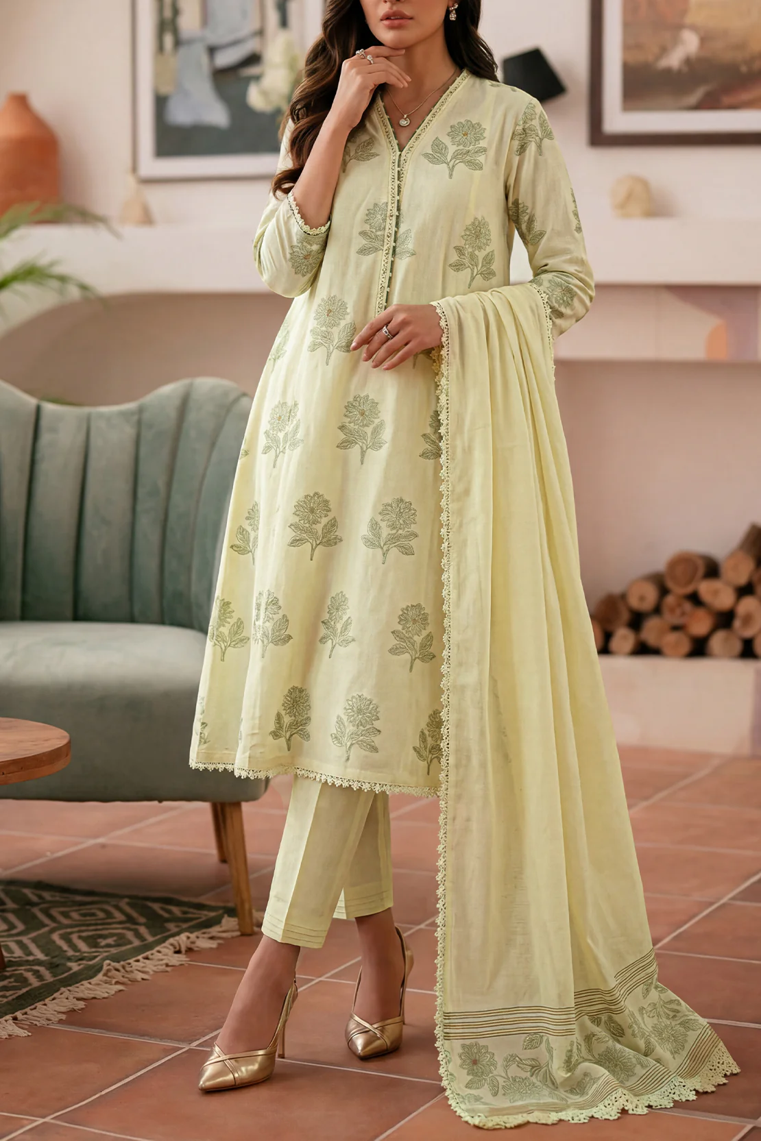 Unstitched Jacquard Cotton 3 Piece