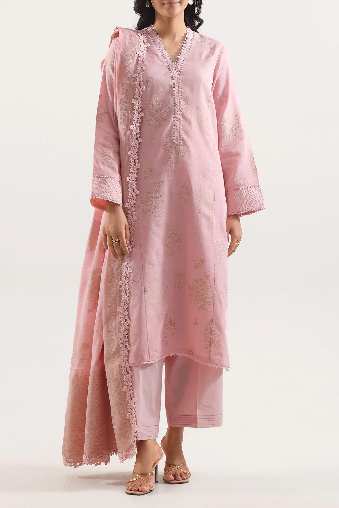 Unstitched Jacquard Cotton 3 Piece