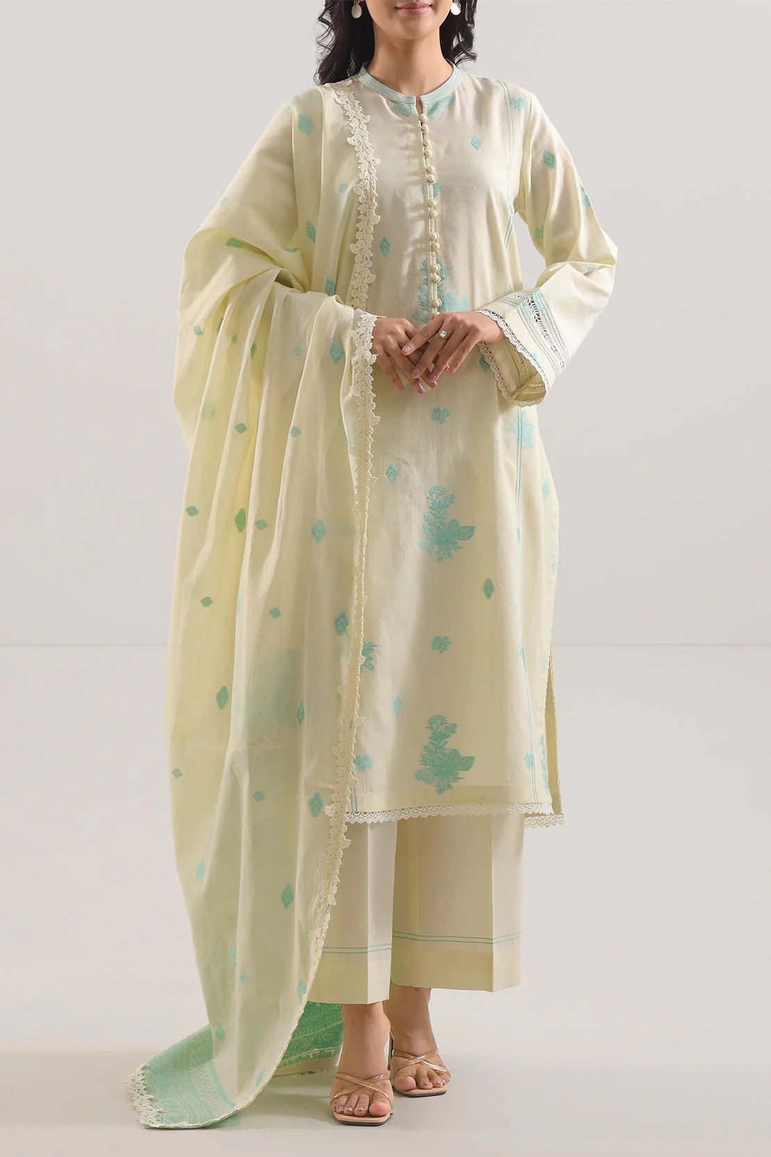 Unstitched Jacquard Cotton 3 Piece