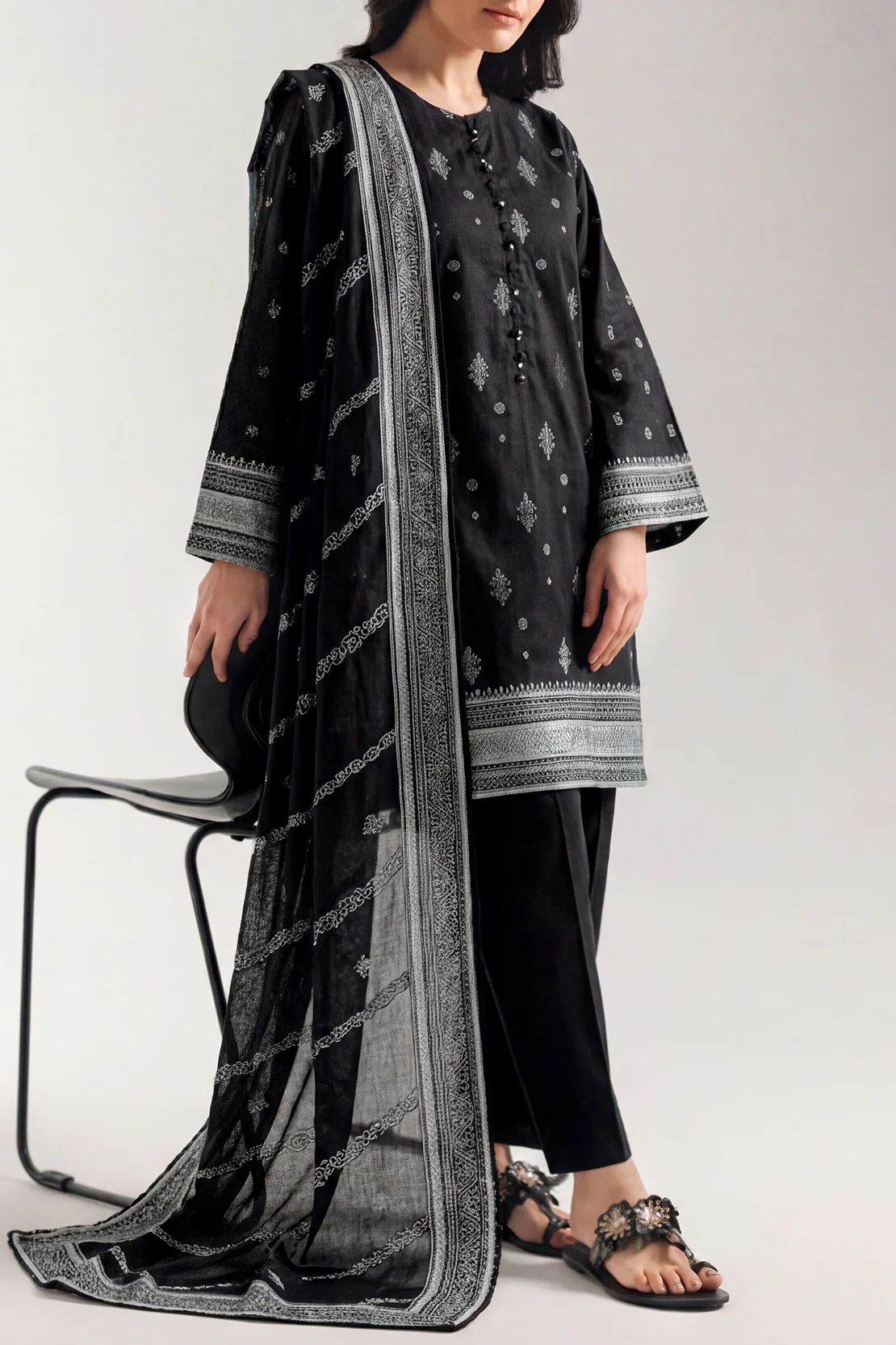 Unstitched Jacquard Cotton 3 Piece