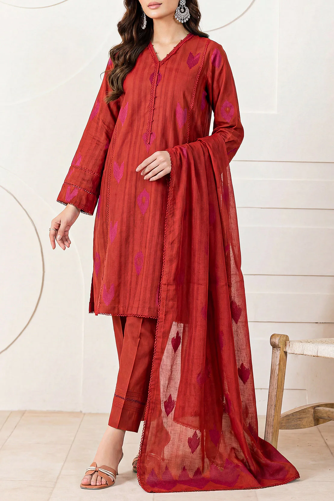 Unstitched Jacquard Cotton 3 Piece