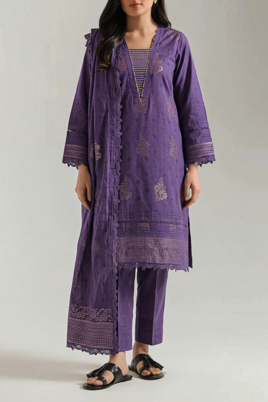 Unstitched Jacquard Cotton 3 Piece