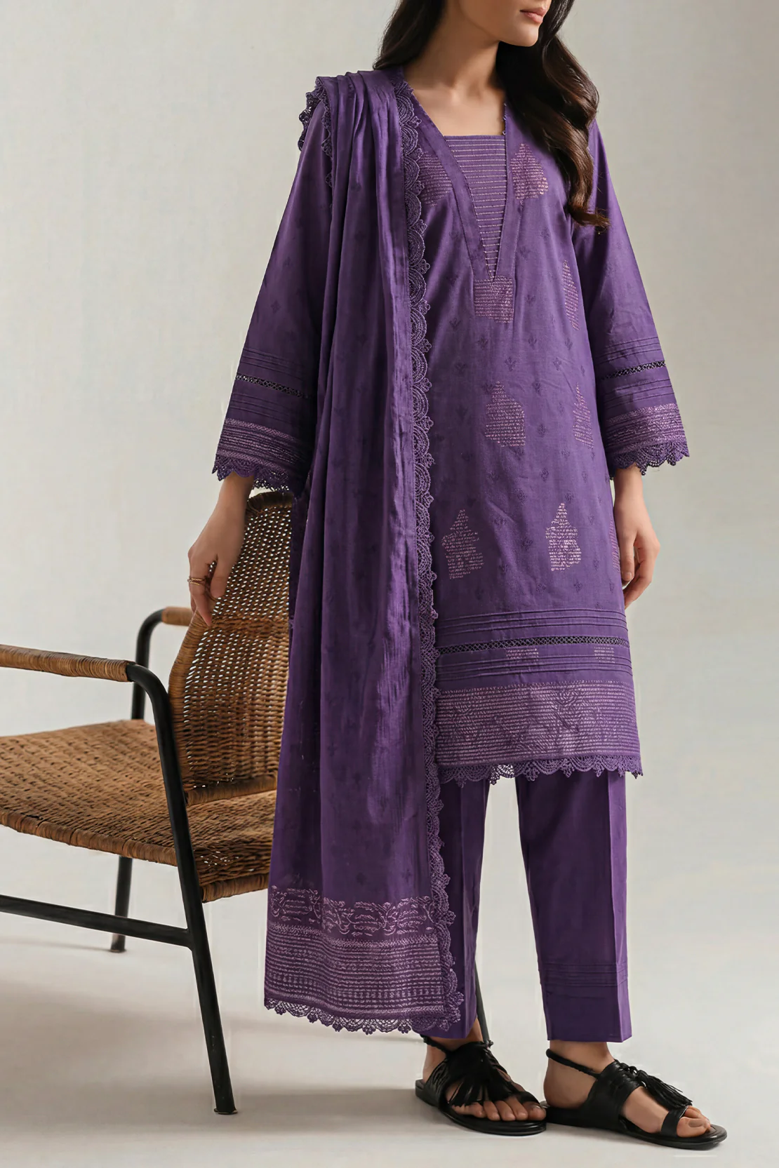 Unstitched Jacquard Cotton 3 Piece - Image 2